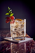Cocktail mit Zitrone und Eiswürfeln