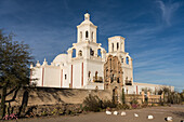 Mission San Xavier del Bac, Tucson Arizona. Built in Baroque style with Moorish and Byzantine architecture.