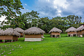 Thatched-roof cottages at the youth camp of The Church of Jesus Christ of Latter-day Saints in Bonao, Dominican Republic.