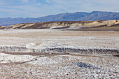 Mineral formations at the former borax mining site at Furnace Creek in Death Valley National Park in California.