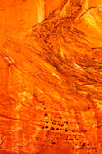 Tafoni oder Felsenspitzen-Erosion im Honeymoon Arch im Mystery Valley im Monument Valley Navajo Tribal Park in Arizona