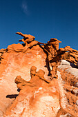 Fragile eroded Aztec sandstone formations in Little Finland, Gold Butte National Monument, Nevada.