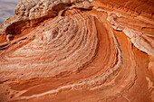Colorful eroded Navajo sandstone in the White Pocket Recreation Area, Vermilion Cliffs National Monument, Arizona. Plastic deformation and cross-bedding are both shown here.