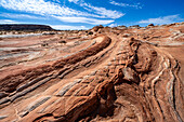 Der Drachenschwanz, eine bunte erodierte Sandsteinformation. White Pocket Recreation Area, Vermilion Cliffs National Monument, Arizona