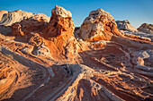 Colorful eroded Navajo sandstone formations in the White Pocket Recreation Area, Vermilion Cliffs National Monument, Arizona.