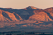 The Book Cliffs and Grand Valley near Fruita, Colorado at sunset.