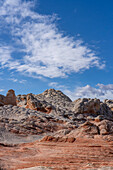 Erodierter Navajo-Sandstein in der White Pocket Recreation Area, Vermilion Cliffs National Monument, Arizona