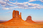 The Mittens, iconic sandstone buttes in the Monument Valley Navajo Tribal Park in Arizona.