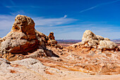 A teepee-shaped sandstone rock formation in the White Pocket Recreation Area, Vermilion Cliffs National Monument, Arizona.