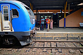 People in train station, Sri Lanka