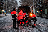 Zaragoza, vom Sturm Juan mit Schnee bedeckt