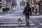 Zaragoza, vom Sturm Juan mit Schnee bedeckt