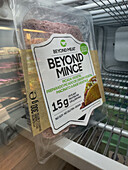 Beyond Mince, plant based meat substitute, by Beyond Meat, in shop freezer.