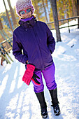Young attractive woman in Pyha ski resort, Lapland