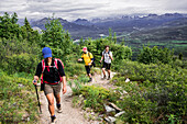 USA, Alaska, People hiking in Denali National Park