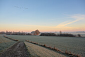Niederlande, Gelderland, Ländliche Landschaft an einem kalten Morgen