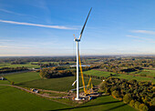 Netherlands, Noord-Brabant, Galder, Wind turbine under construction