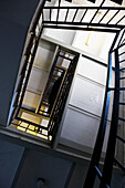 Low Angle View Of A Stairway Inside A Building; Hamburg, Germany