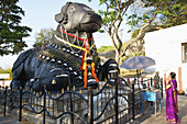 Nandi-Stier auf dem Chammundi-Hügel; Mysore, Karnataka, Indien