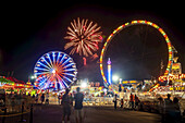 Fireworks And Ferris Wheels At Night At The Maryland State Fair; Timonium, Maryland, United States Of America
