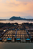 A Structure Made By Posts And Ropes To Hang Fishing Nets; Xiapu, Fujian, China