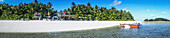 Eine Ferieninsel, die eine kurze Bootsfahrt vom Festland von Tuvalu entfernt ist; Tuvalu