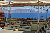 Geschäft eines Verkäufers mit Kosmetika und Ölen; Oia, Santorin, Kykladen, Griechenland