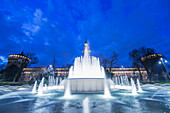 Sforza Castle And Water Fountain; Milan, Lombardy, Italy