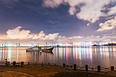 Landscape From Xiamen Bay, An Old Boat Stuck Because The Low Tide In The Middle Of The Sea; Fujian Province, China