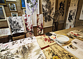 Traditional Watercolour And Ink Chinese Landscape Paintings For Sale At The Behai Hotel, Mount Huangshan, Anhui, China