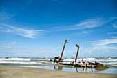 Sunken Ship In Casino Beach, The Longest Beach In The World; Rio Grande Do Sul, Brazil