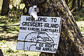 Welcome Sign On Crescent Island, Lake Naivasha National Park; Kenya