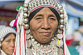 Mature Female Dancer At Annual Akka Festival; Kentung, Myanmar