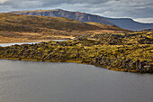 Blick auf das Lavafeld Berserkjahraun, in der Nähe von Stykkisholmur, Snaefellsnes, Westisland; Island