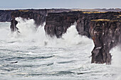 Surf on cliffs at Skalasnagi, Snaefellsnes peninsula, west coast of Iceland; Iceland