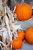 Pumpkin Decorations on stairs