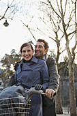 Close up of a couple on a Velib