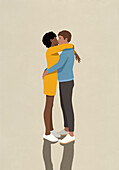 Affectionate couple hugging and kissing