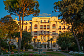 View of facade of the Grand Hotel di Rimini on Rimini Beach, Rimini, Emilia-Romagna, Italy, Europe