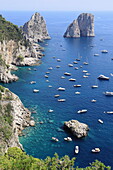 Faraglioni cliffs on Capri island, Bay of Naples, Campania, Italy, Europe