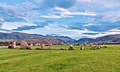 Castlerigg-Steinkreis aus der Jungsteinzeit, etwa 3000 v. Chr., in der Nähe von Keswick, Lake-District-Nationalpark, UNESCO-Weltkulturerbe, Cumbria, England, Vereinigtes Königreich, Europa