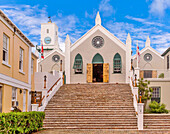 St. Peter's Church, die älteste noch genutzte anglikanische Kirche außerhalb Großbritanniens, aus dem 17. Jahrhundert, St. George's, UNESCO-Weltkulturerbe, Bermuda, Atlantik, Nordamerika