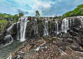 Aerial of Chiumbe waterfalls, Lunda Sul, Angola, Africa