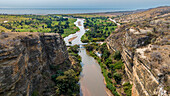 Aerial of the Rio Cubal Canyon, Angola, Africa