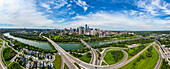Aerial of the skyline of Edmonton, Alberta, Canada, North America