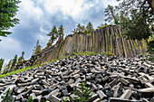 Rock formation of columnar basalt, Devils Postpile National Monument, Mammoth Mountain, California, United States of America, North America