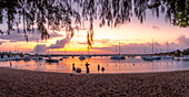 View of boats on the water in Grand Bay at sunset, Mauritius, Indian Ocean, Africa