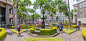 View of fountain and trees in Place d'Armes in Port Louis, Port Louis, Mauritius, Indian Ocean, Africa