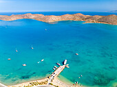 Strand von Elounda Stadt, Elounda, Kreta, Griechische Inseln, Griechenland, Europa