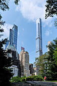 Blick auf das Stadtbild von Manhattan vom Central Park South (South End) aus gesehen, Manhattan, New York City, Vereinigte Staaten von Amerika, Nordamerika